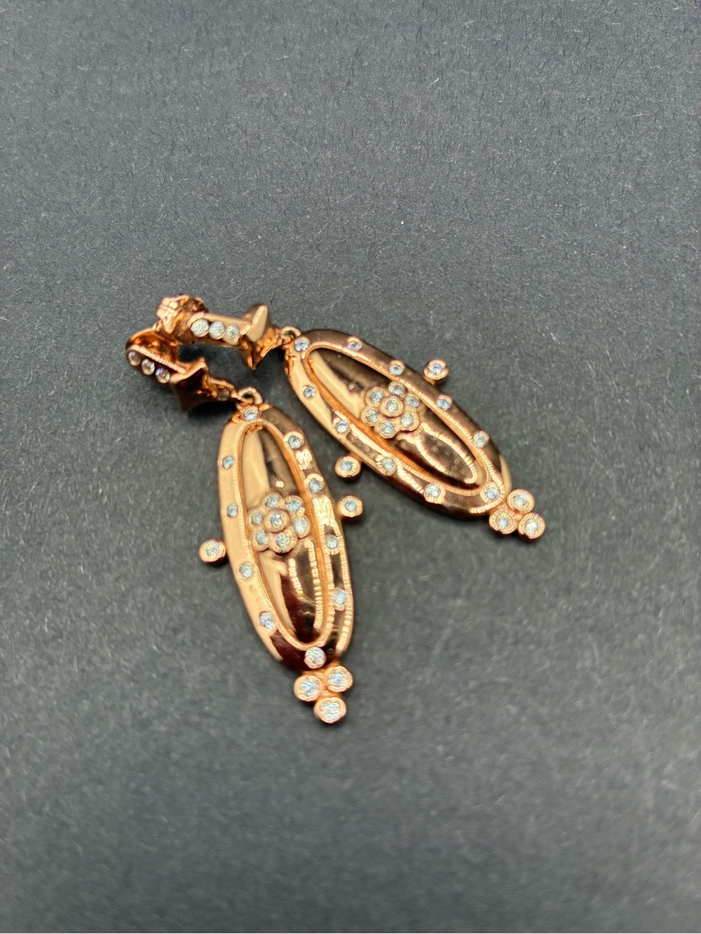 Freida Rothman Rose Gold over Sterling Floral Earrings with Crystal Accents